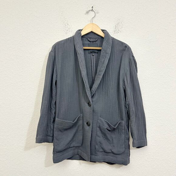 MADEWELL Lightspun Dorset Blazer Jacket Charcoal Seersucker Cotton - Picture 1 of 13
